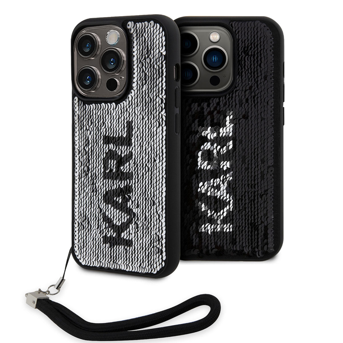 Karl Lagerfeld iPhone 14 Pro Max Kılıf El Askısı İpli Hareketli Pullu Dizayn Telefon Kılıfı - 1 Karl Lagerfeld iPhone 14 Pro Max Kılıf El Askısı İpli Hareketli Pullu Dizayn Telefon Kılıfı - 1